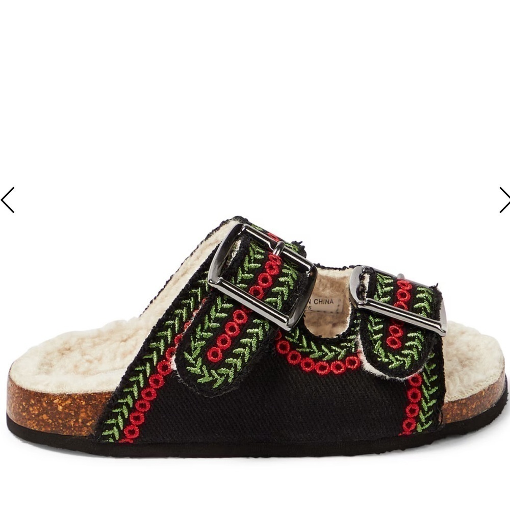 Stella McCartney Kids Folk Embroidered Buckle Slides Size 34 - Picture 3 of 8